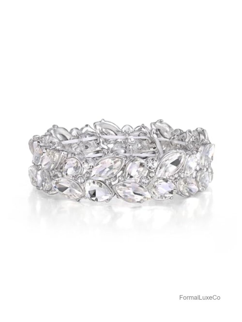 Marquise Rhinestone Stretch Bracelet Bridal Wedding Jewelry Crystal Art Deco